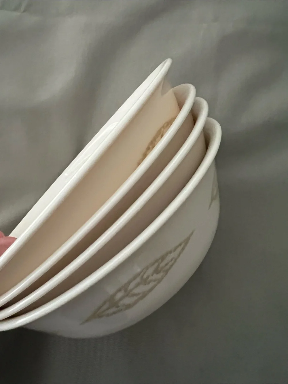 Vintage Corelle Corning Textured Leaves Sandstone Soup/Cereal Bowls - set of 4